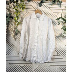 COS Shirt Womens White Oversized Linen Button Up Long Sleeve Lagenlook 10